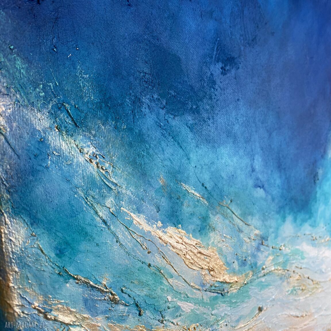 Granatowy obraz abstrakcyjny "Maldives IX" 40x50 cm do salonu i biura