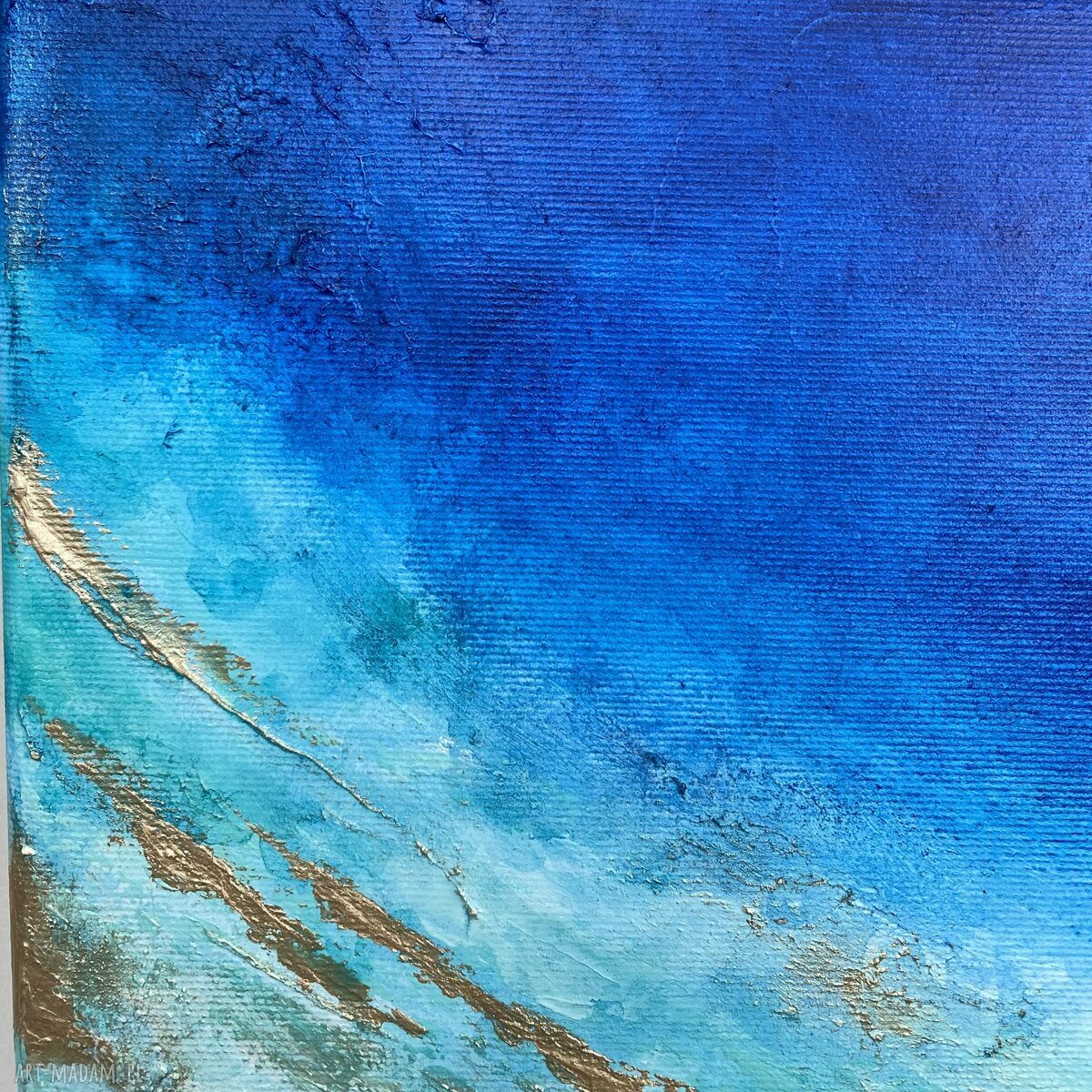 Granatowy obraz abstrakcyjny Maldives ze złotem 40x50 cm