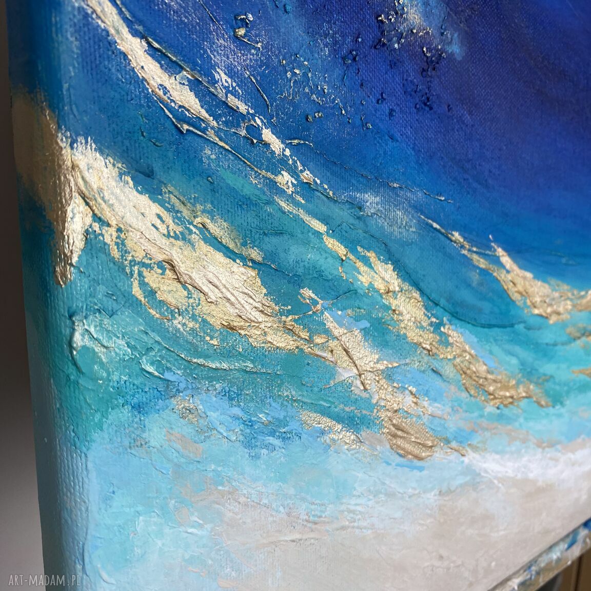 Granatowy obraz abstrakcyjny "Maldives XVII" 50x50 cm do salonu