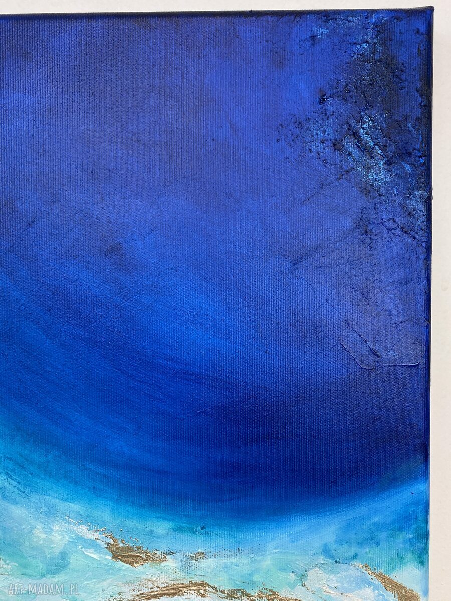 Ręcznie malowany granatowy obraz abstrakcyjny Ocean Maldives 30x40 cm (pionowy)