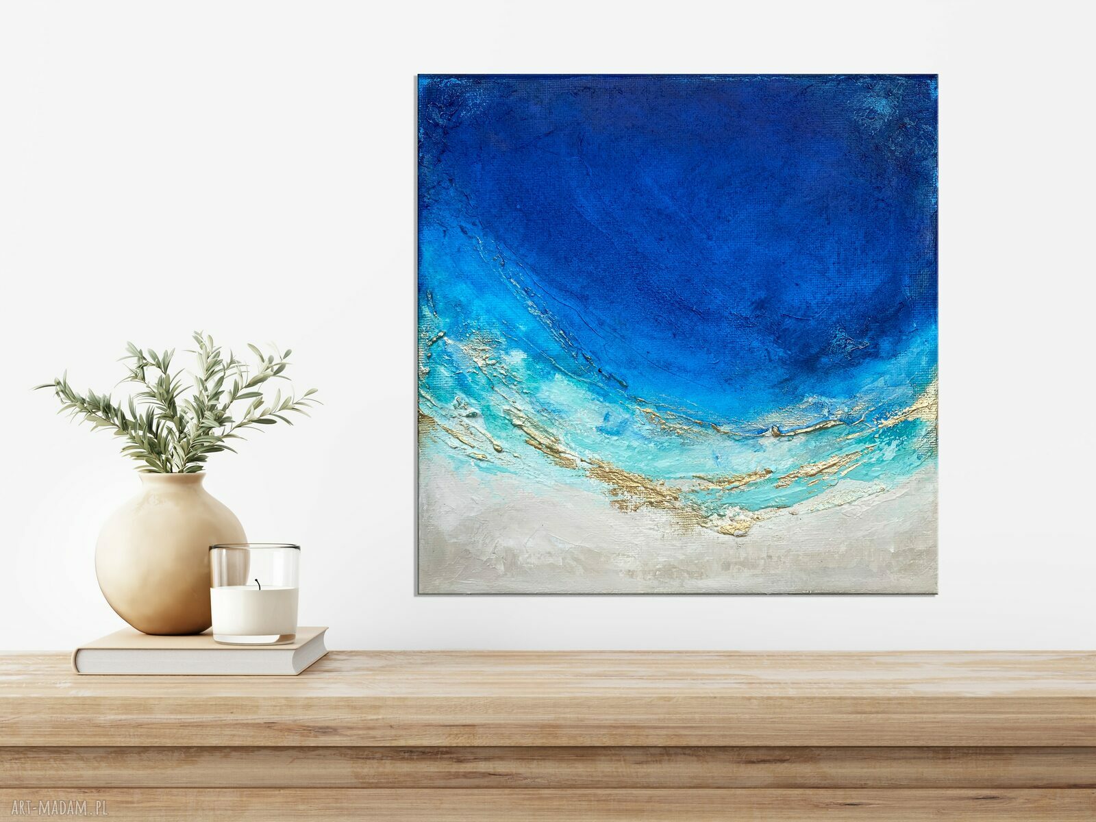 Granatowy obraz abstrakcyjny Ocean Maldives 20x20 cm