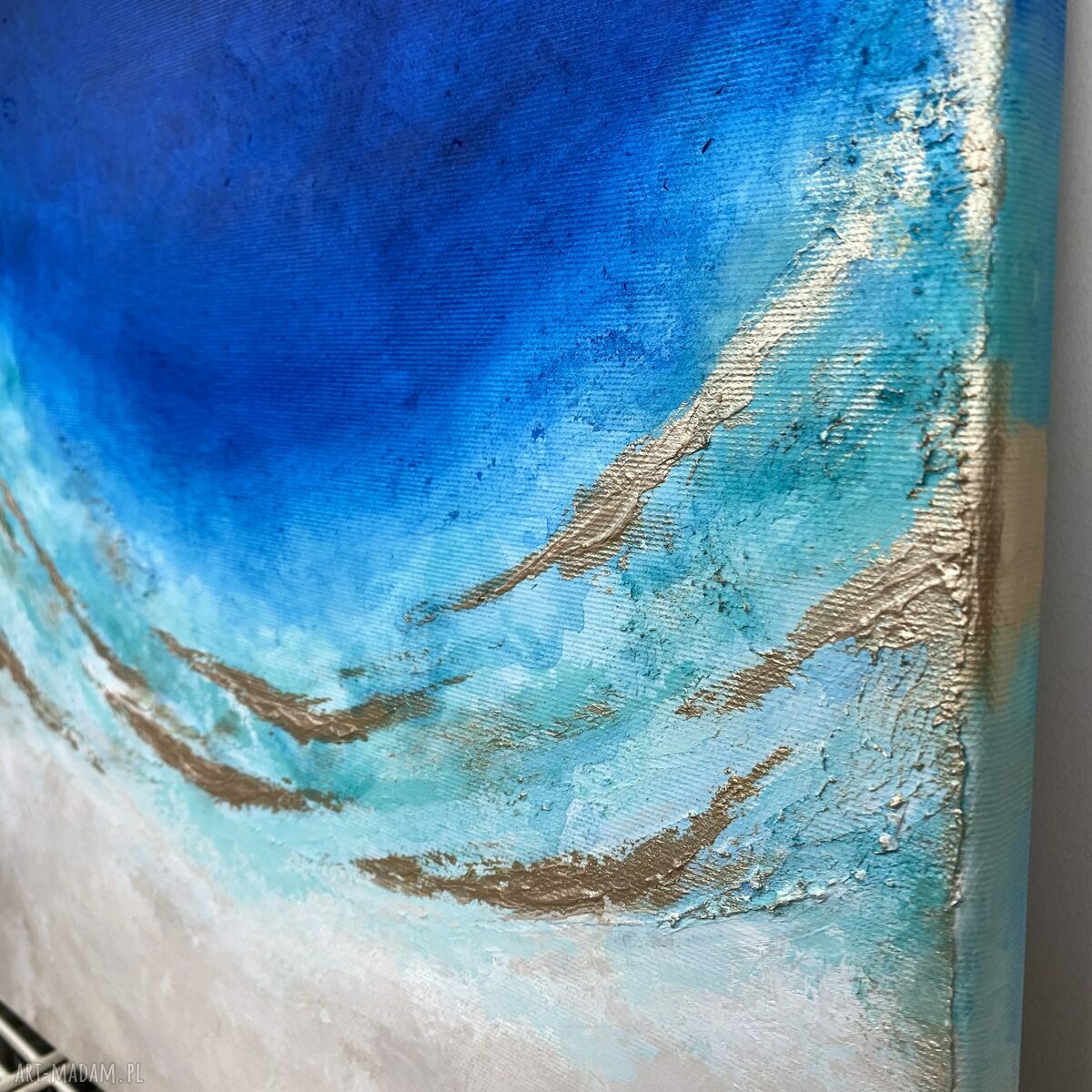 Granatowy obraz abstrakcyjny Maldives ze złotem 40x50 cm