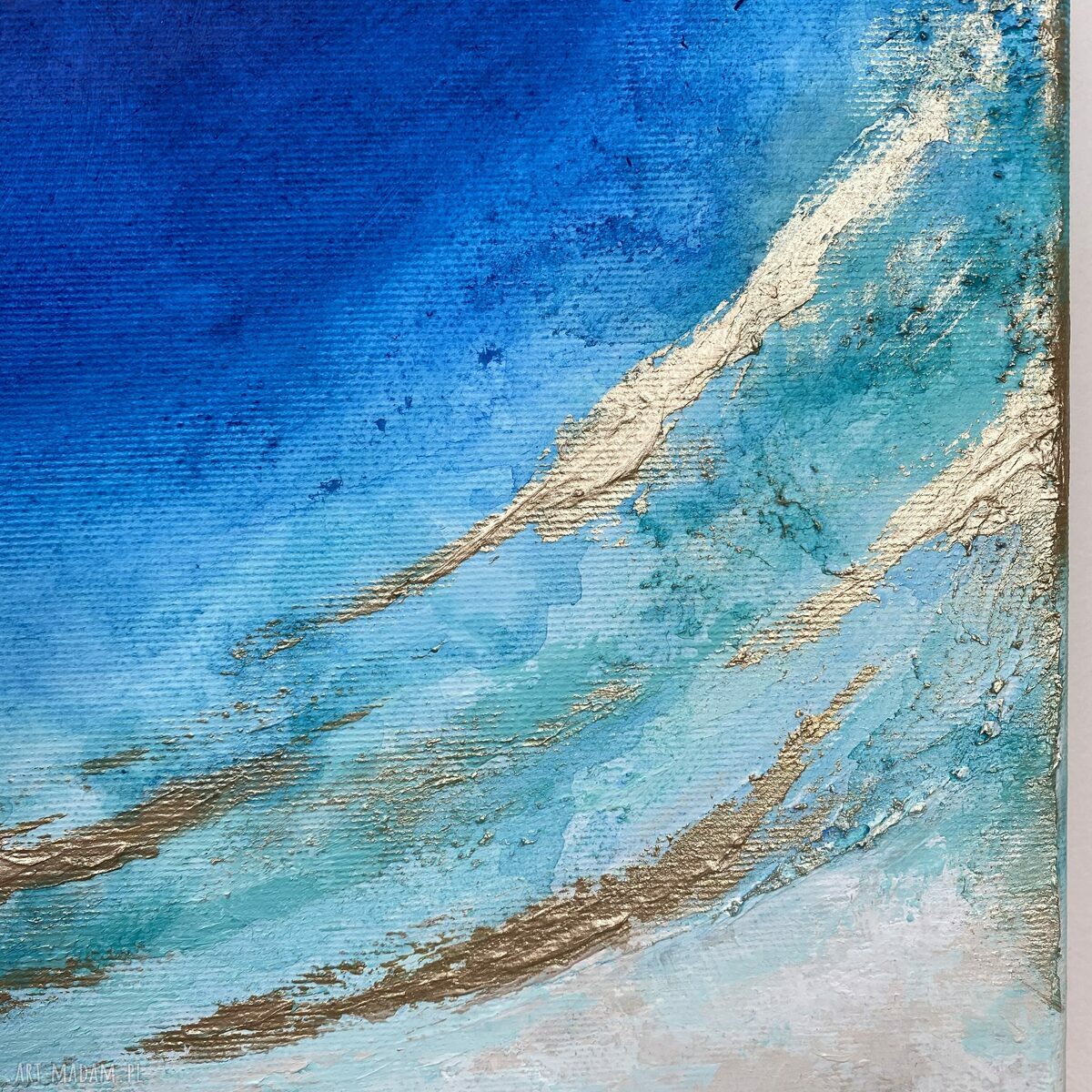 Granatowy obraz abstrakcyjny Maldives ze złotem 40x50 cm