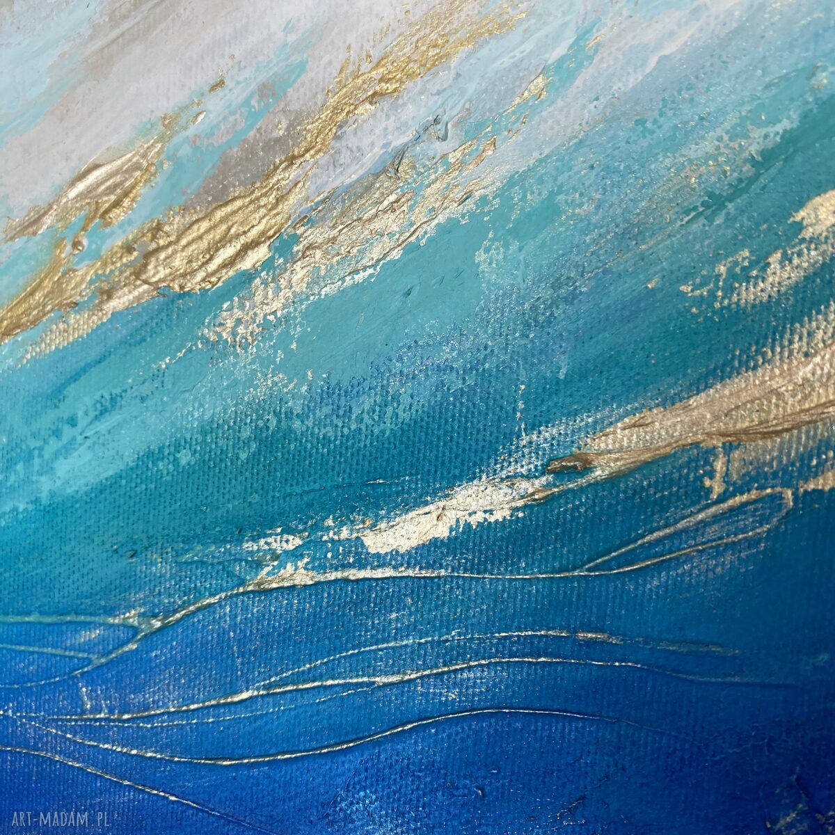 Granatowy obraz abstrakcyjny "Maldives XVII" 50x50 cm do salonu