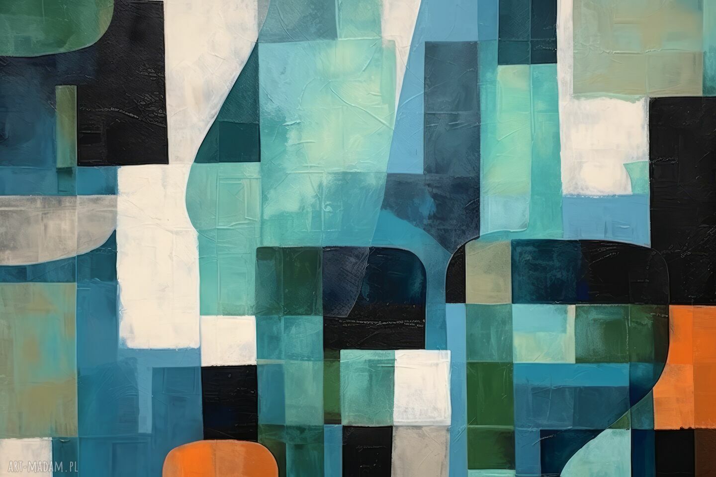Granatowy obraz abstrakcyjny - geometryczna minimalistyczna abstrakcja - 60x90 cm - na płótnie