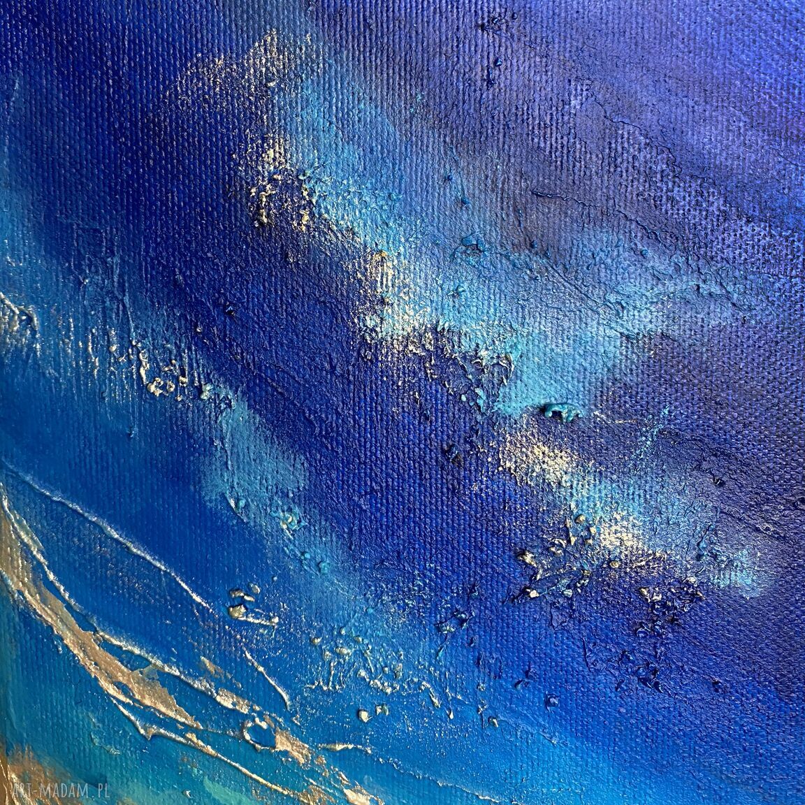 Granatowy obraz abstrakcyjny "Maldives XVII" 50x50 cm do salonu