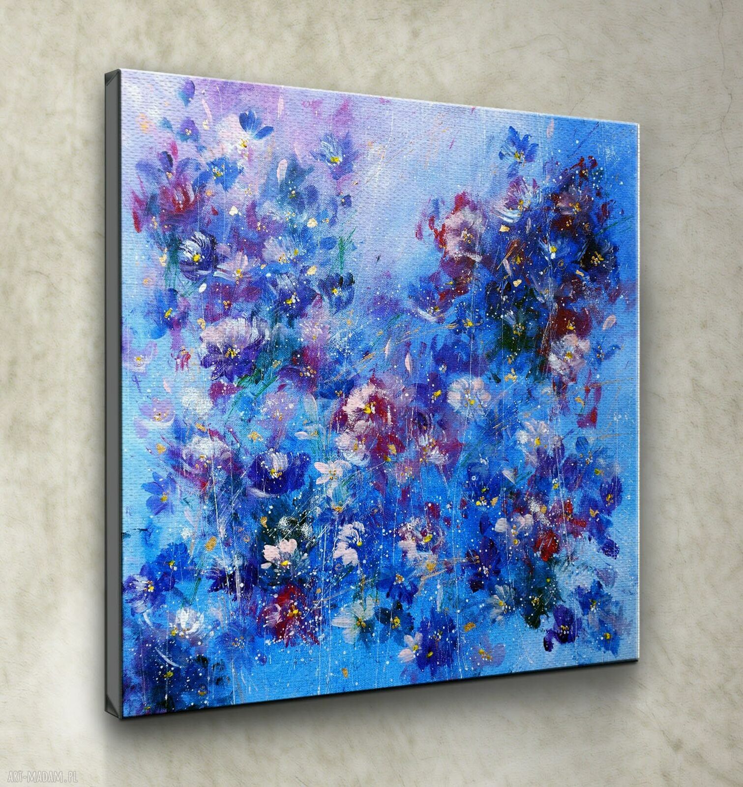 Granatowy wieczór - kwiatowy obraz giclee na płótnie Canvas