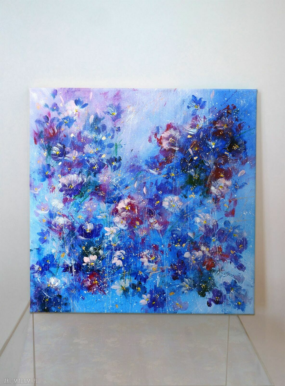 Granatowy wieczór - kwiatowy obraz giclee na płótnie Canvas