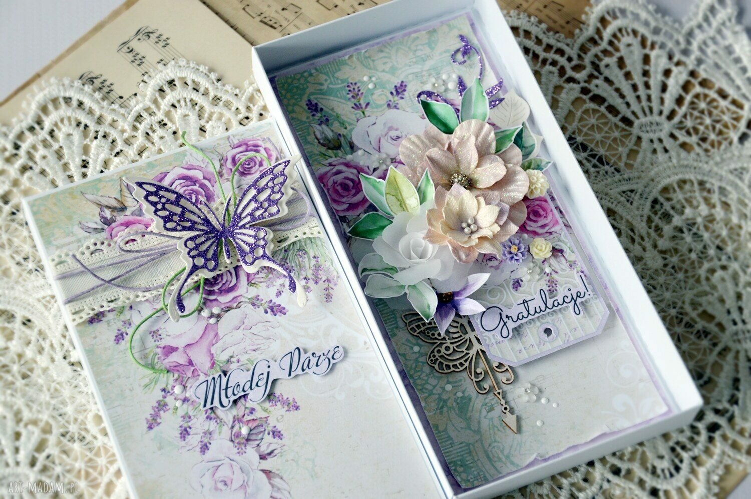 Kartka gratulacyjna dla młodej pary prezent w stylu scrapbooking