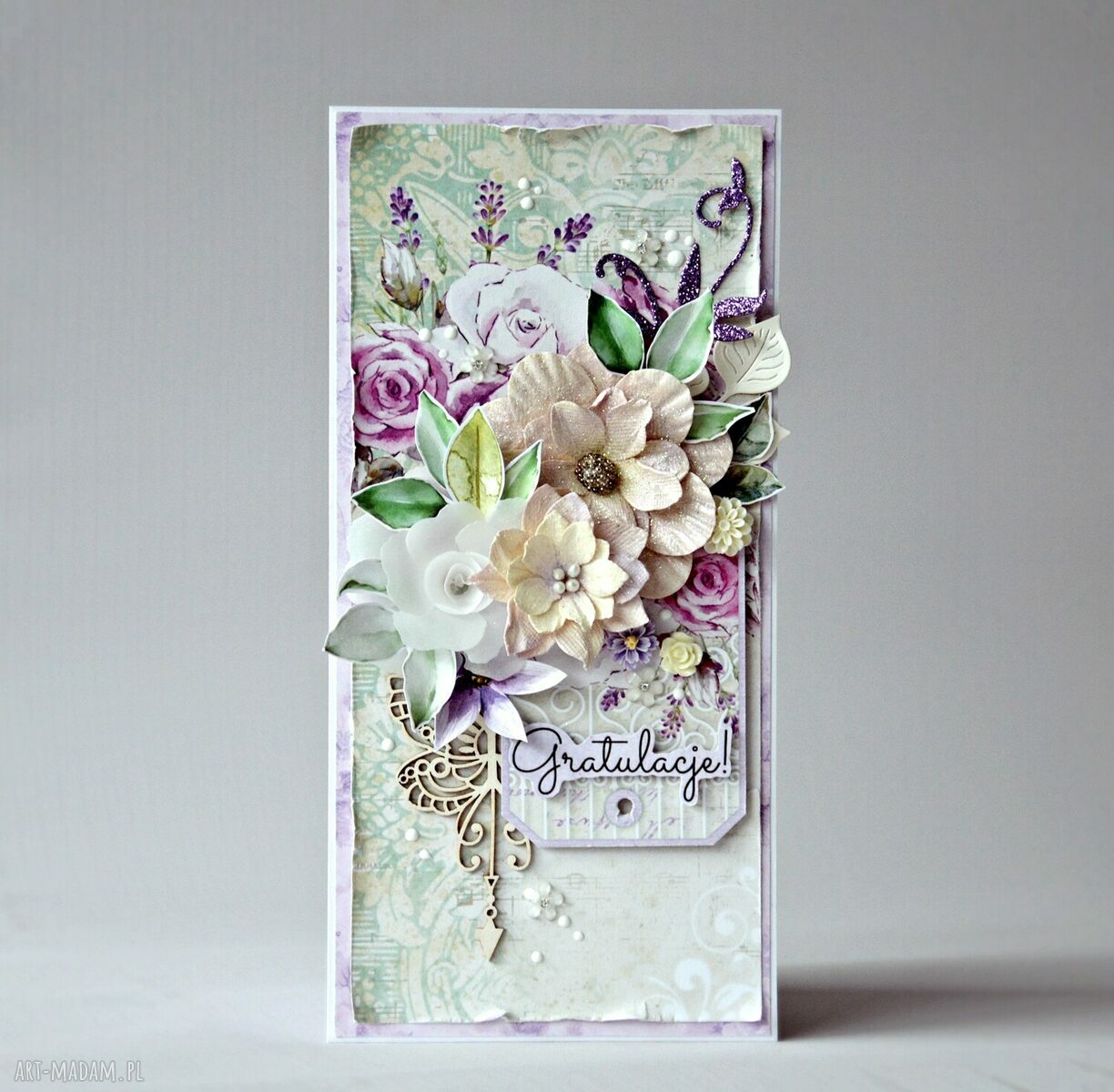 Kartka gratulacyjna dla młodej pary prezent w stylu scrapbooking