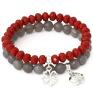 agat bransoletki czerwone gray agate, red crystals & pearls