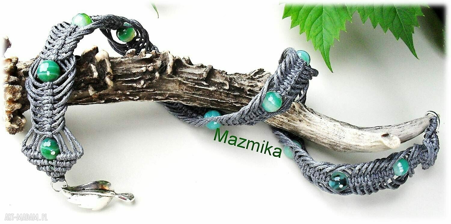 Gray&green-naszyjnik makramowy