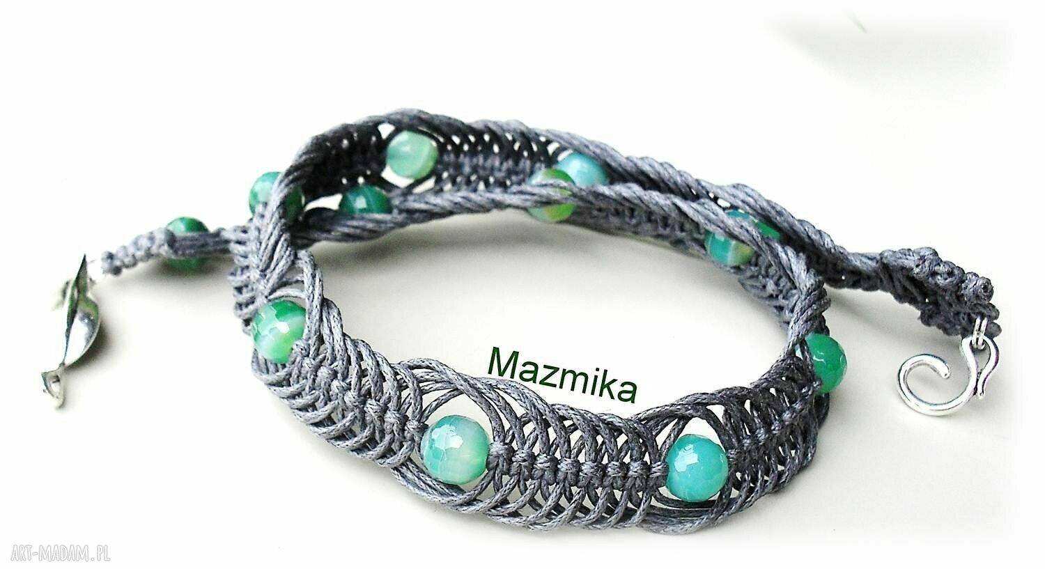 Gray&green-naszyjnik makramowy