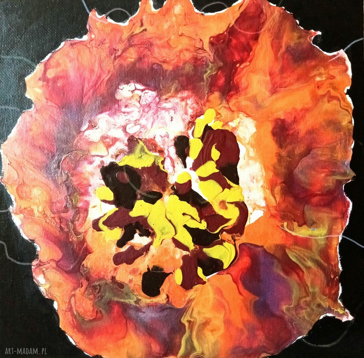 Grazia 1 - obraz akrylowy kwiaty i przyroda, ręcznie malowany (25x25 cm)
