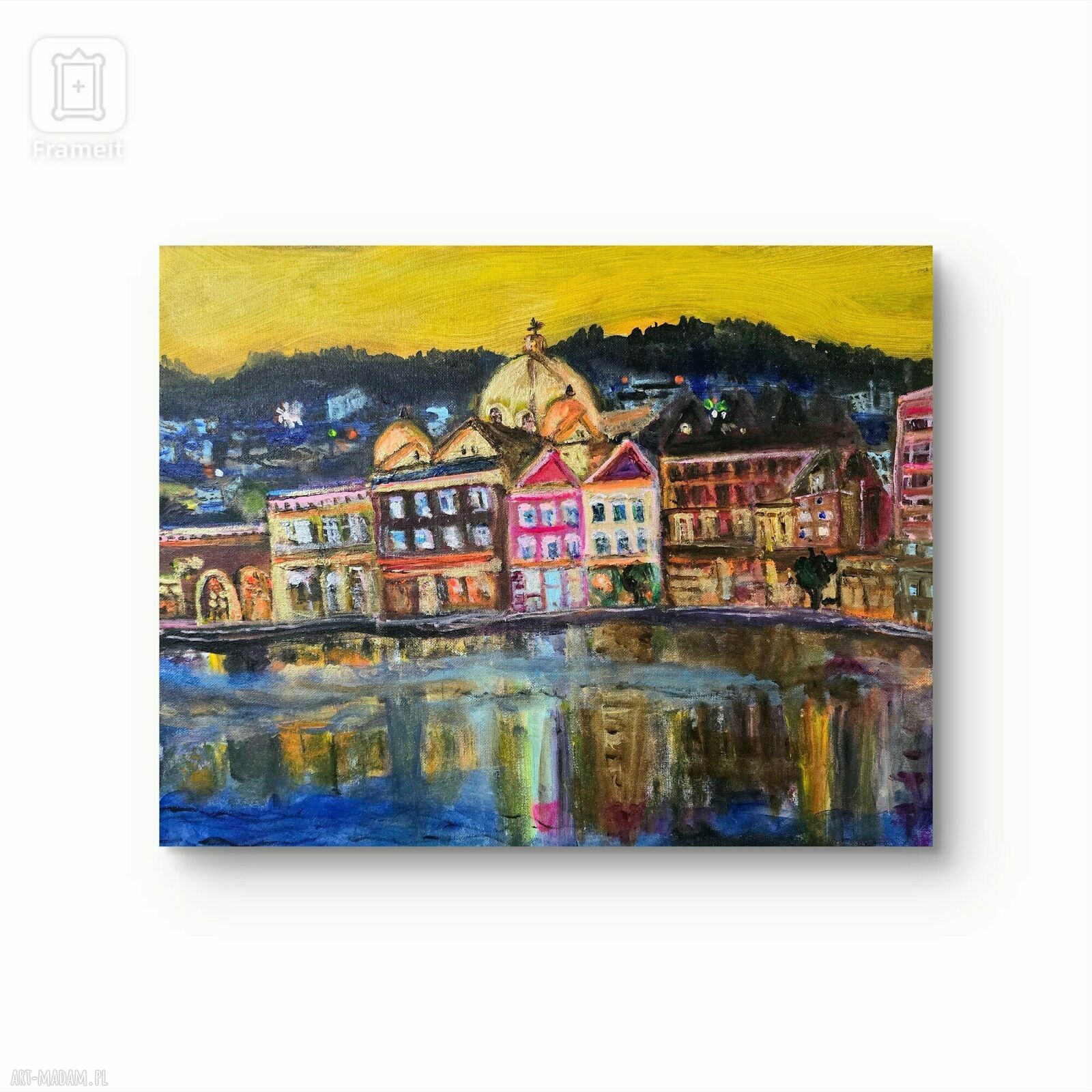Grecja Lesbos - ręcznie malowany obraz akrylowy na płótnie 40x50 cm