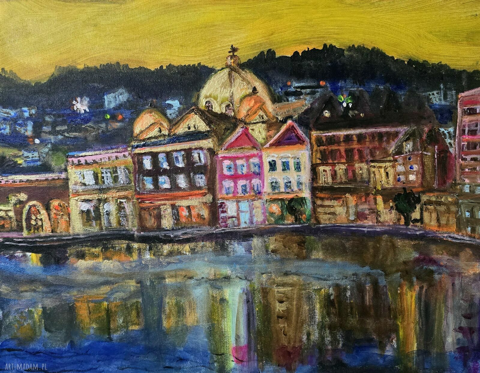 Grecja Lesbos - ręcznie malowany obraz akrylowy na płótnie 40x50 cm