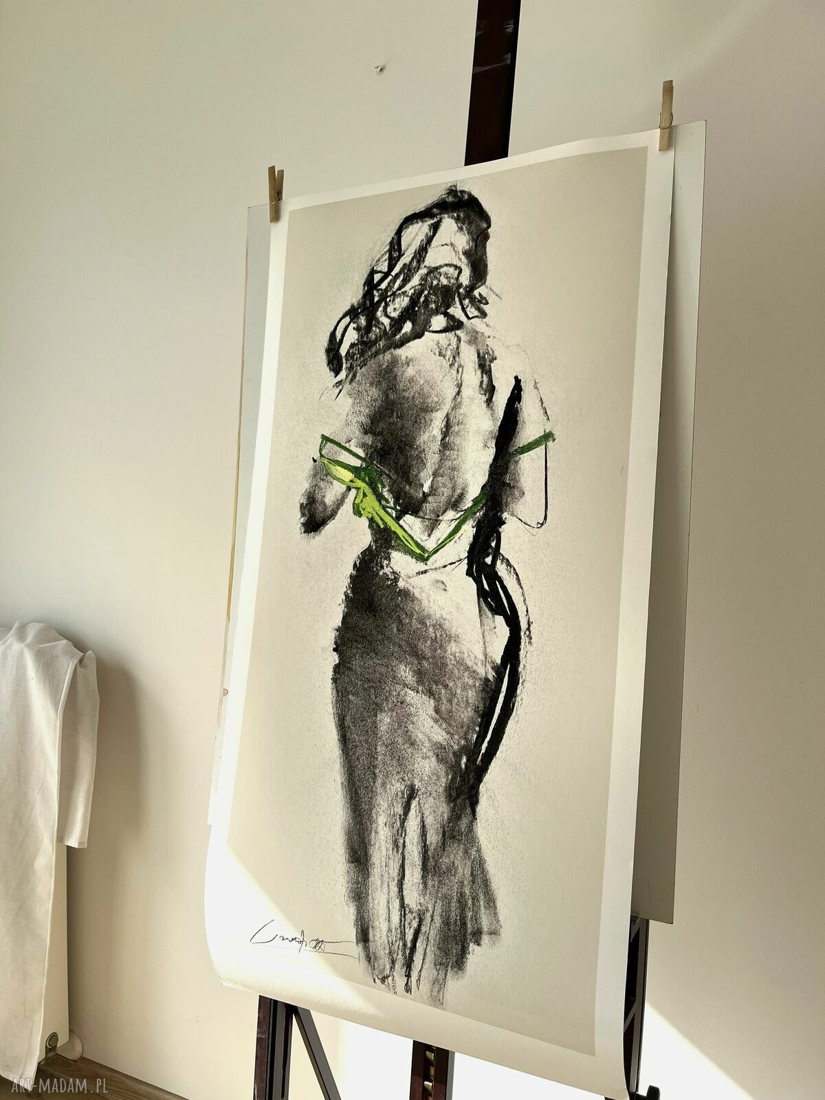 GREEN - duży obraz kobiety 100x50 cm z zielonym akcentem