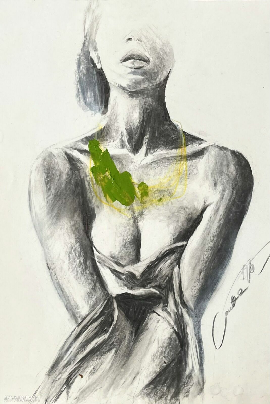 Green - zielona grafika 30x49 cm do sypialni nad łóżkiem