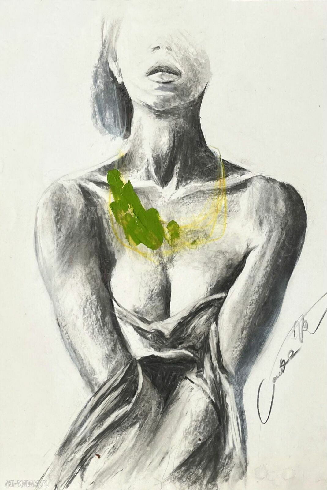 Green - zielona grafika 30x49 cm do sypialni nad łóżkiem