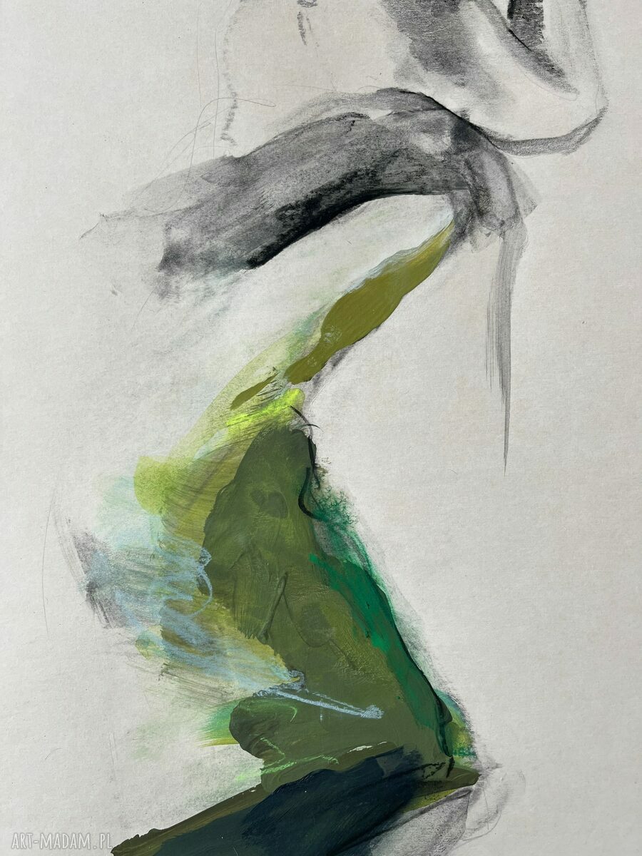 Green 50x70 - kobiecy szkic w zieleni