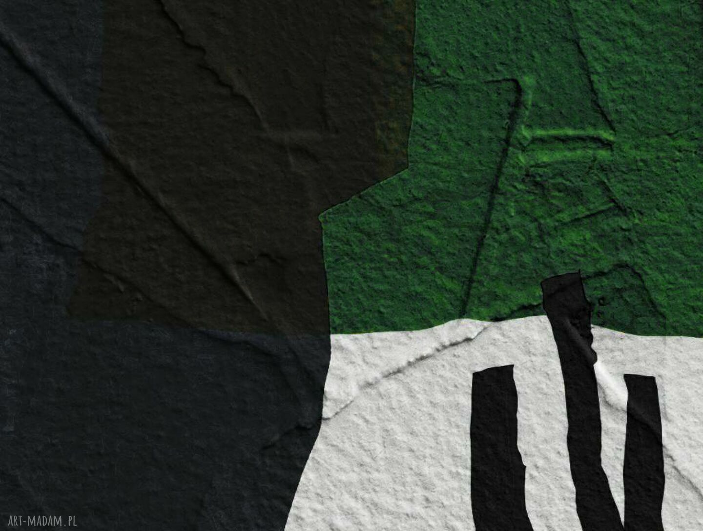 Nowoczesny obraz do salonu w zielonej abstrakcji - GREEN DOMINANTA