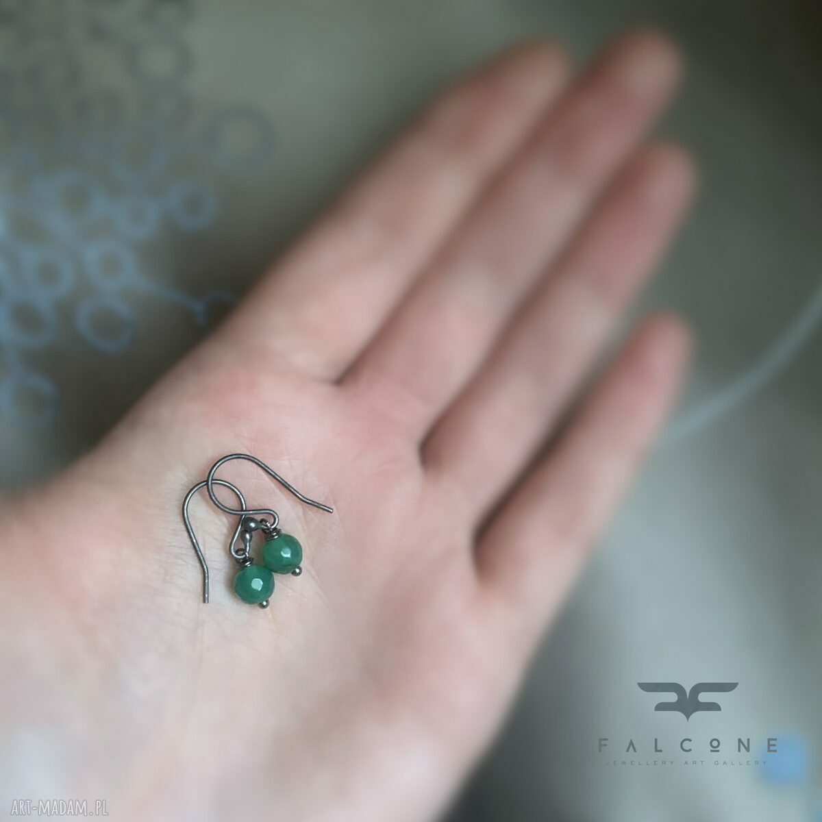 Kolczyki Green Onyx - fasetowane kulki onyksu w srebrnej oprawie