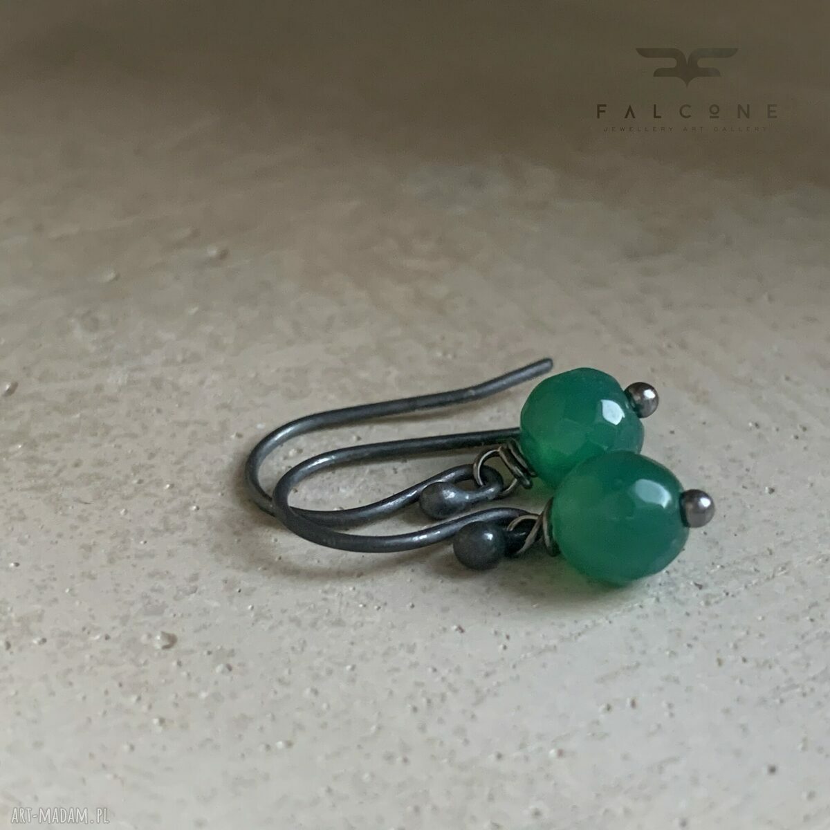 Kolczyki Green Onyx - fasetowane kulki onyksu w srebrnej oprawie