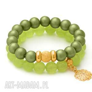 green jade & mat glass pearl set