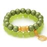 hand made bransoletki green jade & mat glass pearl set