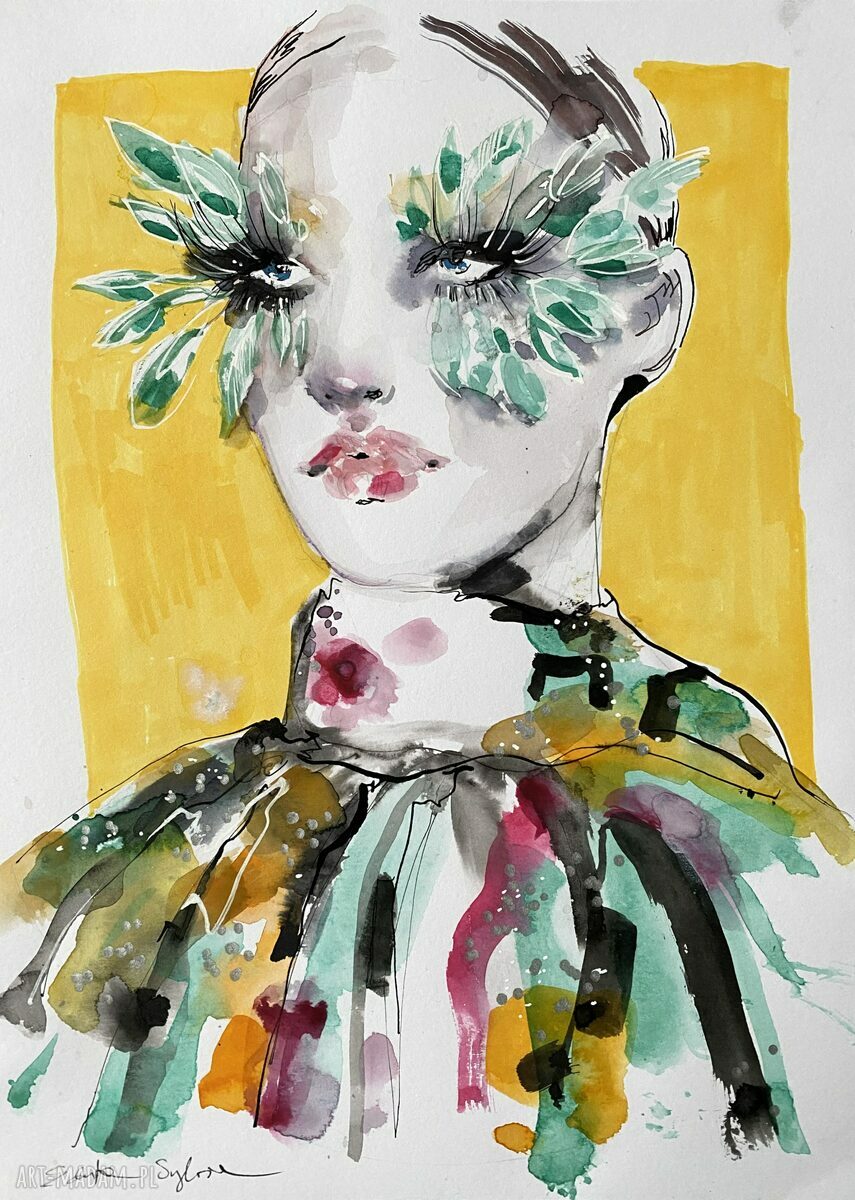 Green Lashes - oryginalny portret kobiety w intensywnych kolorach