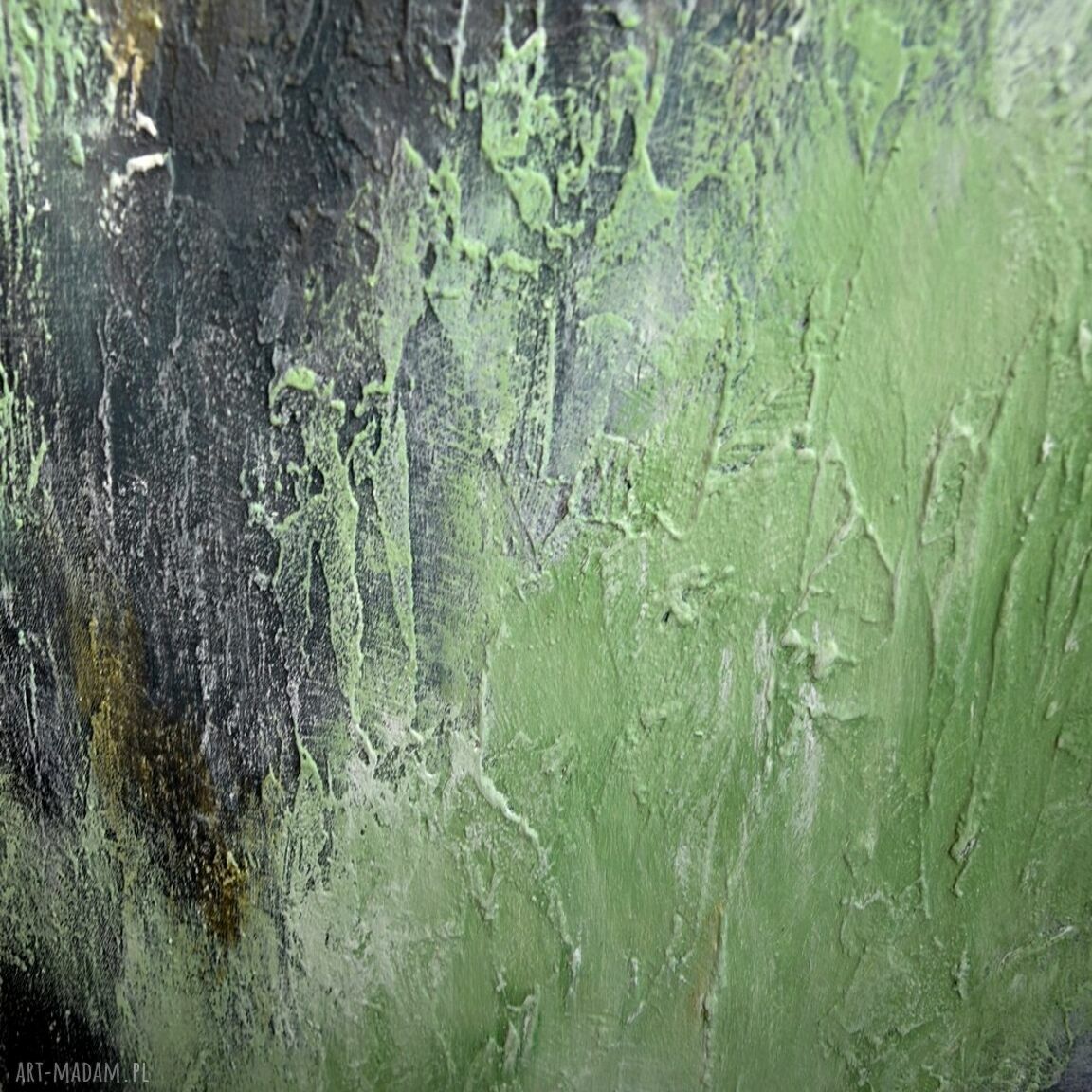 Green Zone V - abstrakcyjny obraz ręcznie malowany na płótnie 60x80 cm
