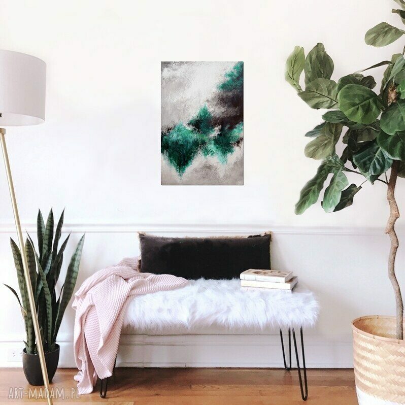 Green zone IV - abstrakcyjny obraz ręcznie malowany na płótnie 50x70 cm