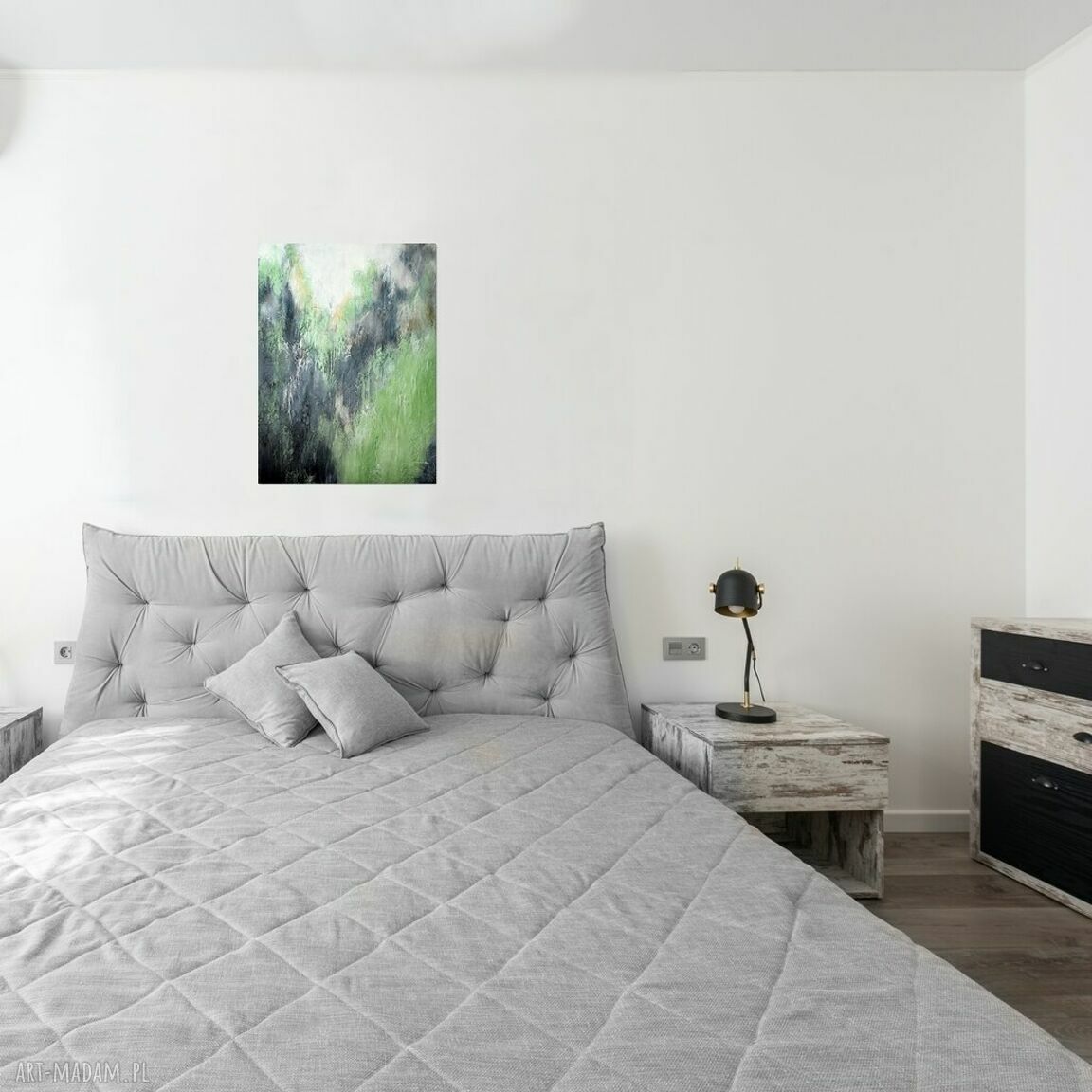 Green Zone V - abstrakcyjny obraz ręcznie malowany na płótnie 60x80 cm