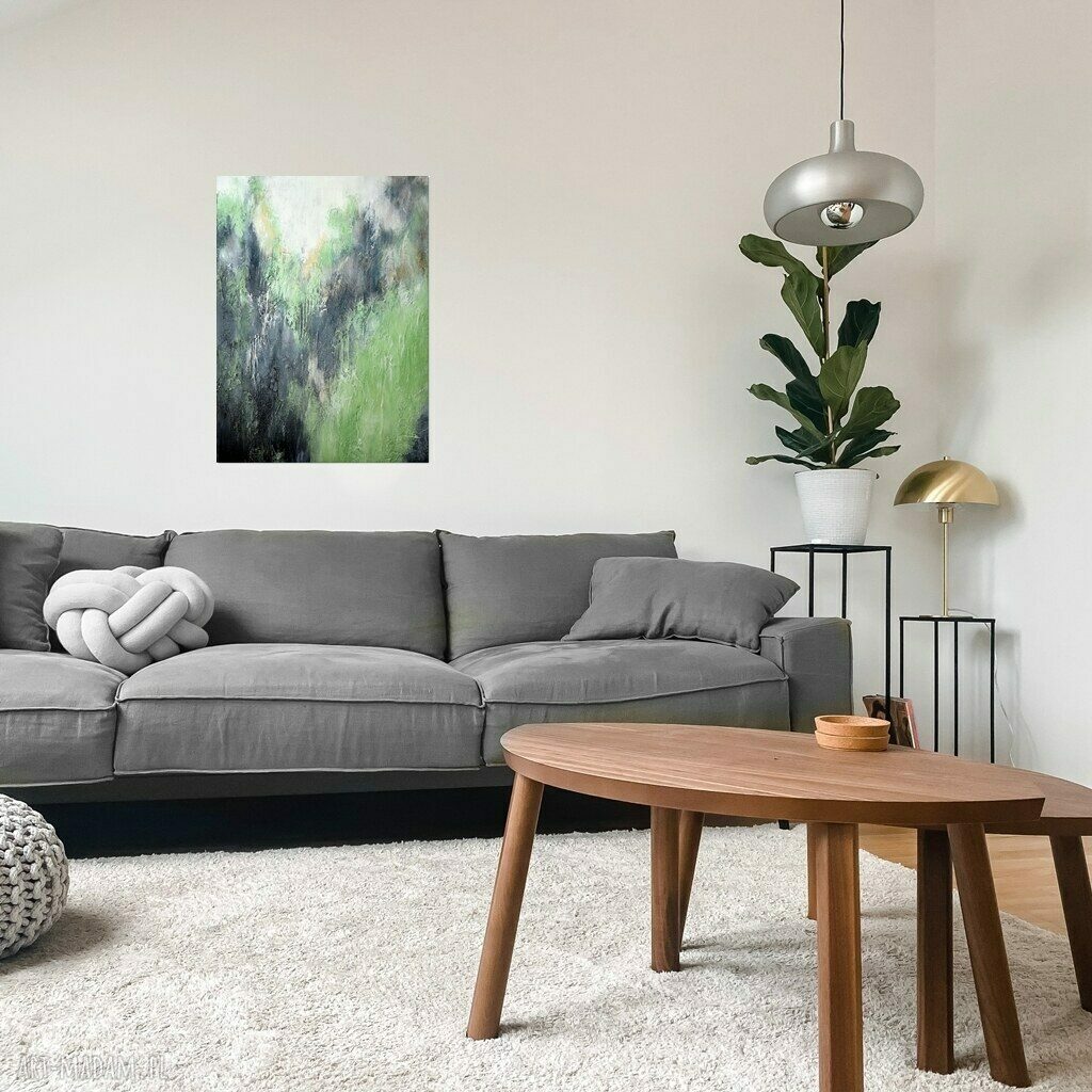 Green Zone V - abstrakcyjny obraz ręcznie malowany na płótnie 60x80 cm