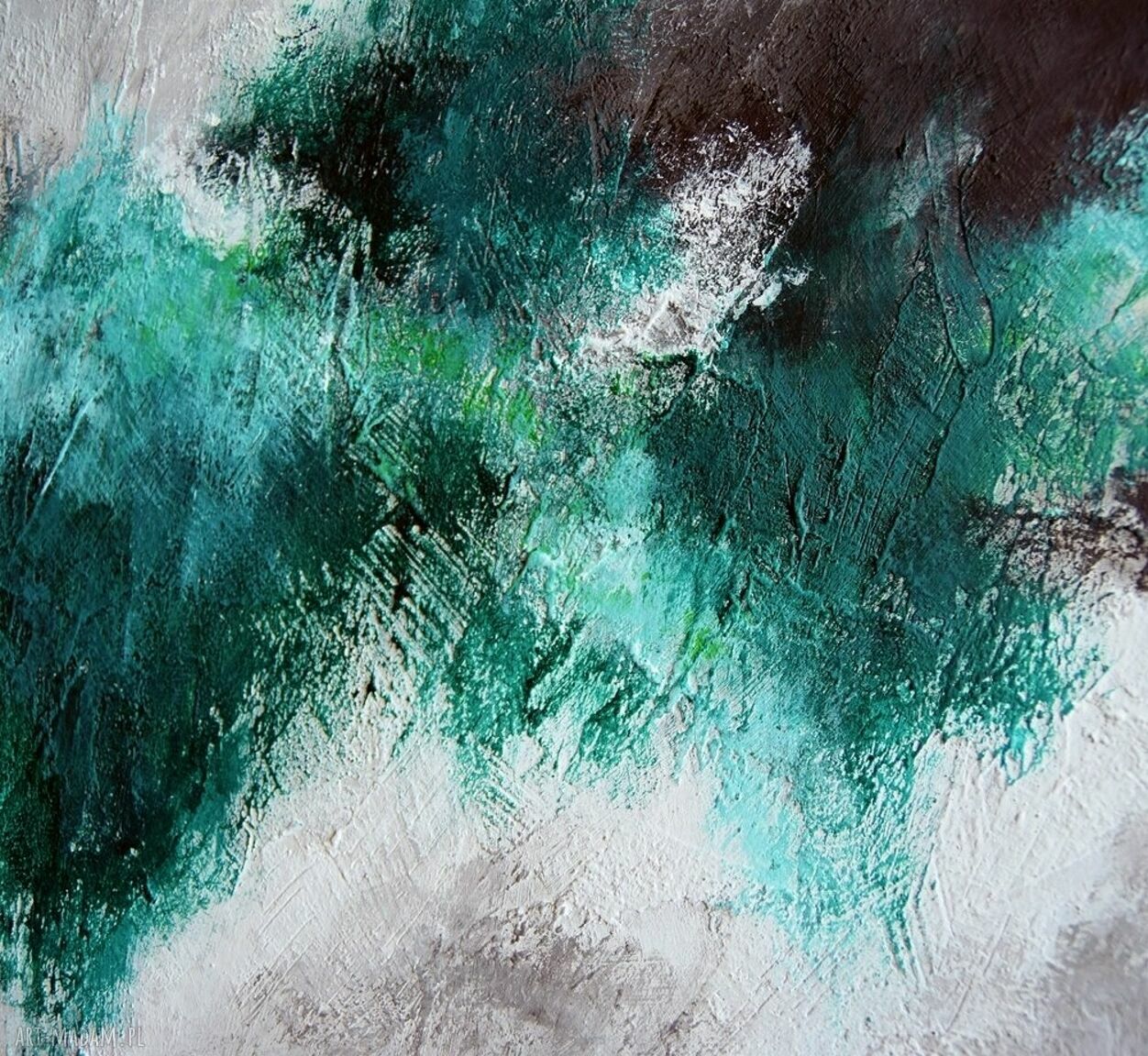 Green zone IV - abstrakcyjny obraz ręcznie malowany na płótnie 50x70 cm