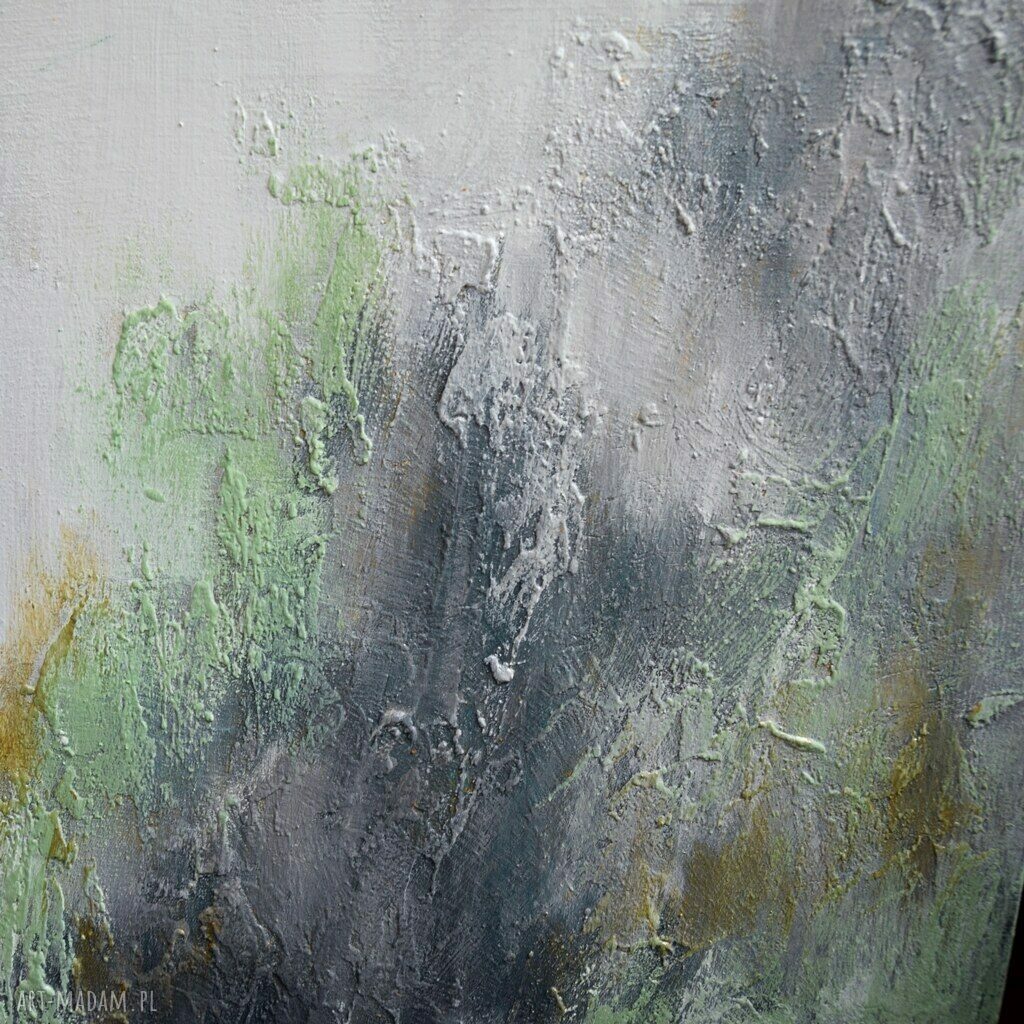 Green Zone V - abstrakcyjny obraz ręcznie malowany na płótnie 60x80 cm