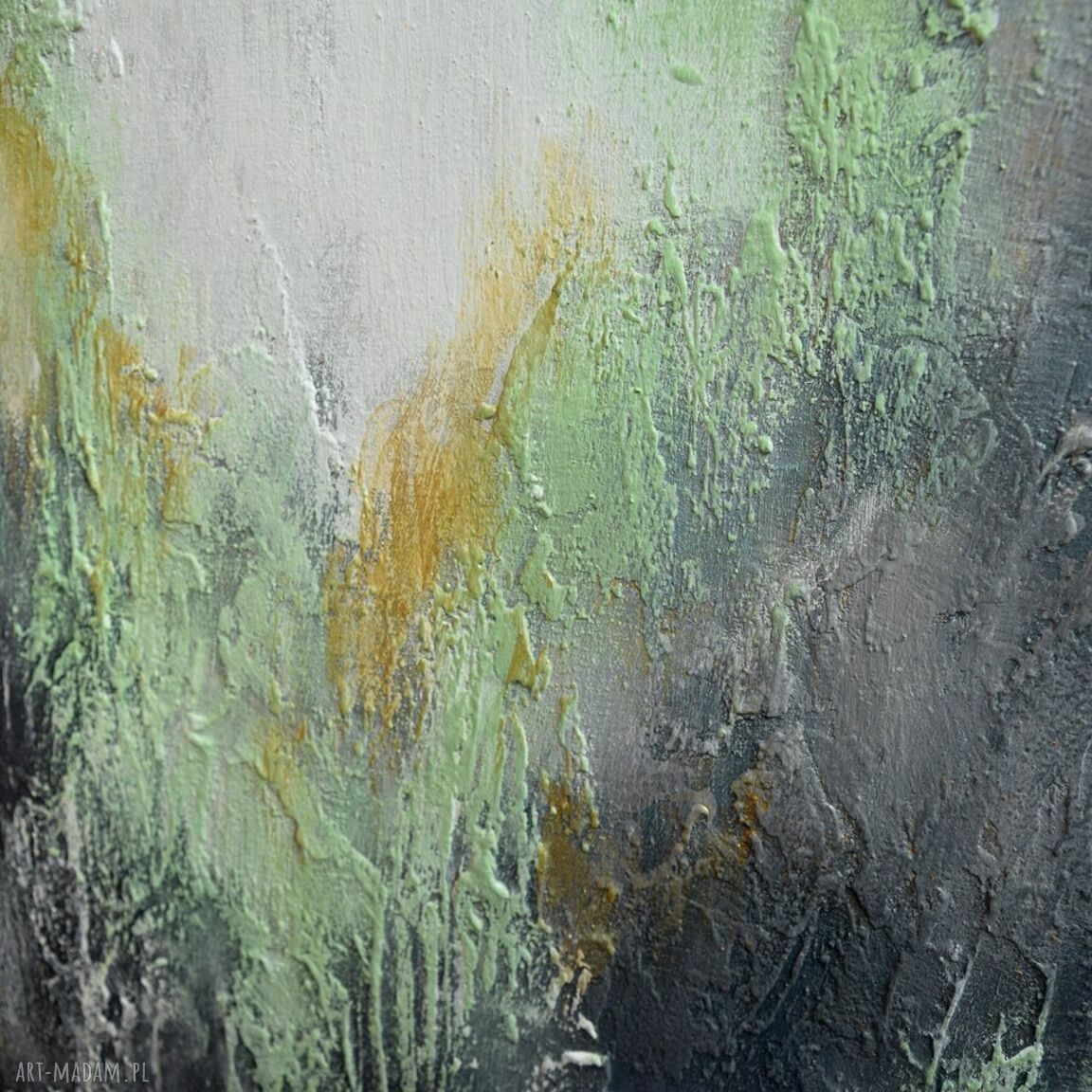Green Zone V - abstrakcyjny obraz ręcznie malowany na płótnie 60x80 cm