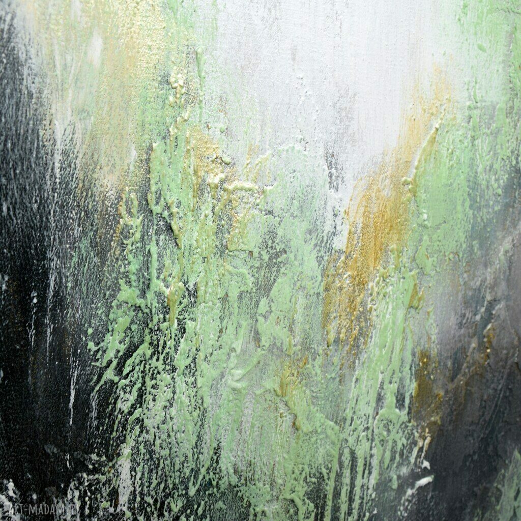 Green Zone V - abstrakcyjny obraz ręcznie malowany na płótnie 60x80 cm