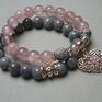 handmade bransoletki jadeity grey and antique pink vol. 10