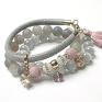 unikatowe bransoletki agaty grey and antique pink vol. 14