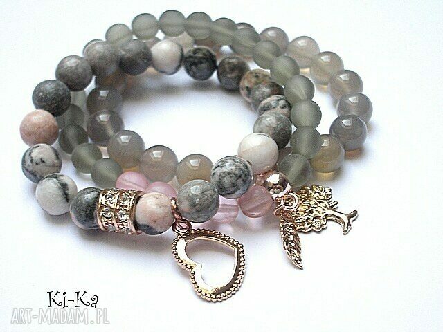 GREY AND VINTAGE ROSE SET Hand Made