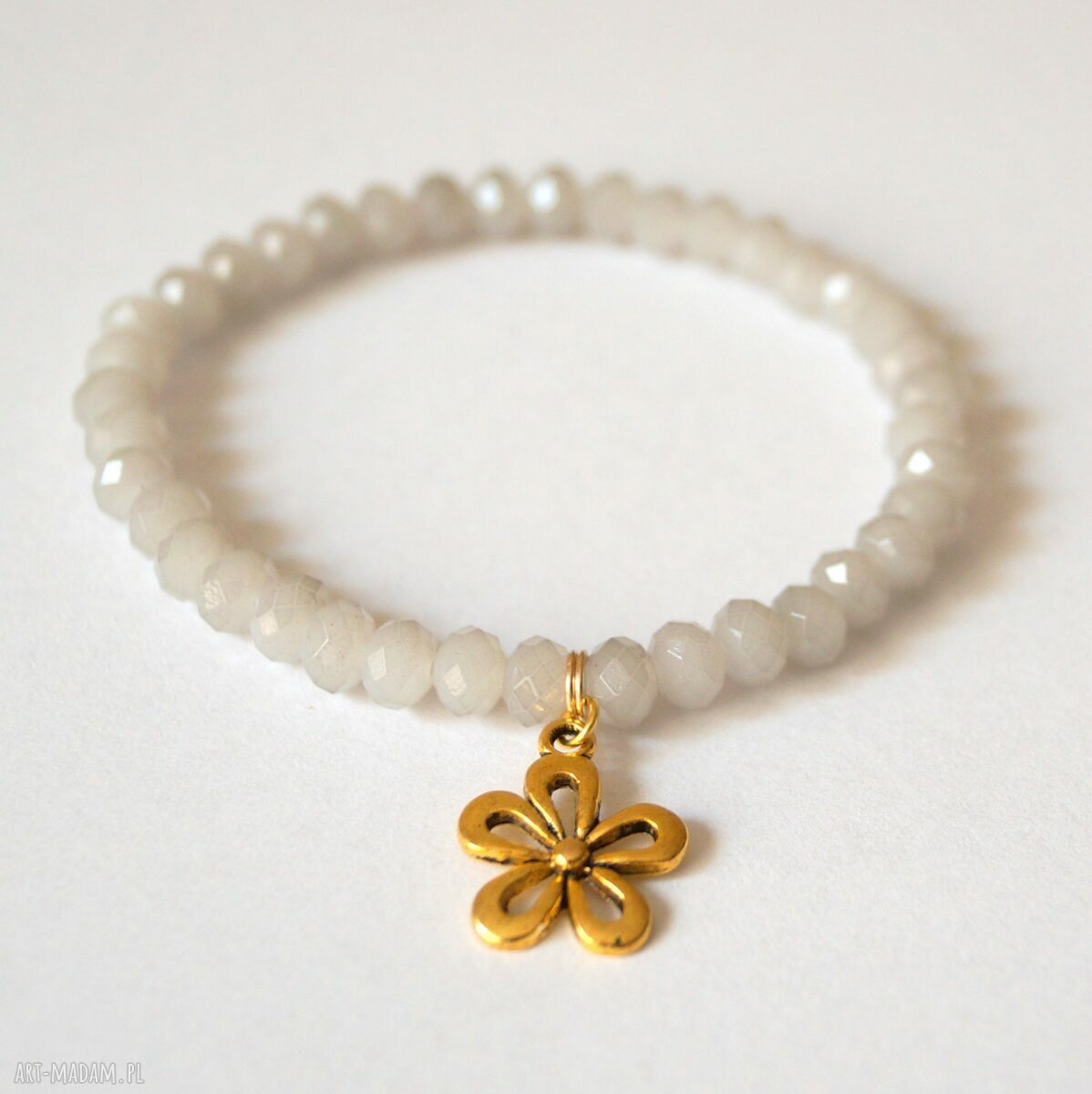 Set grey beads, white jade&grey twine