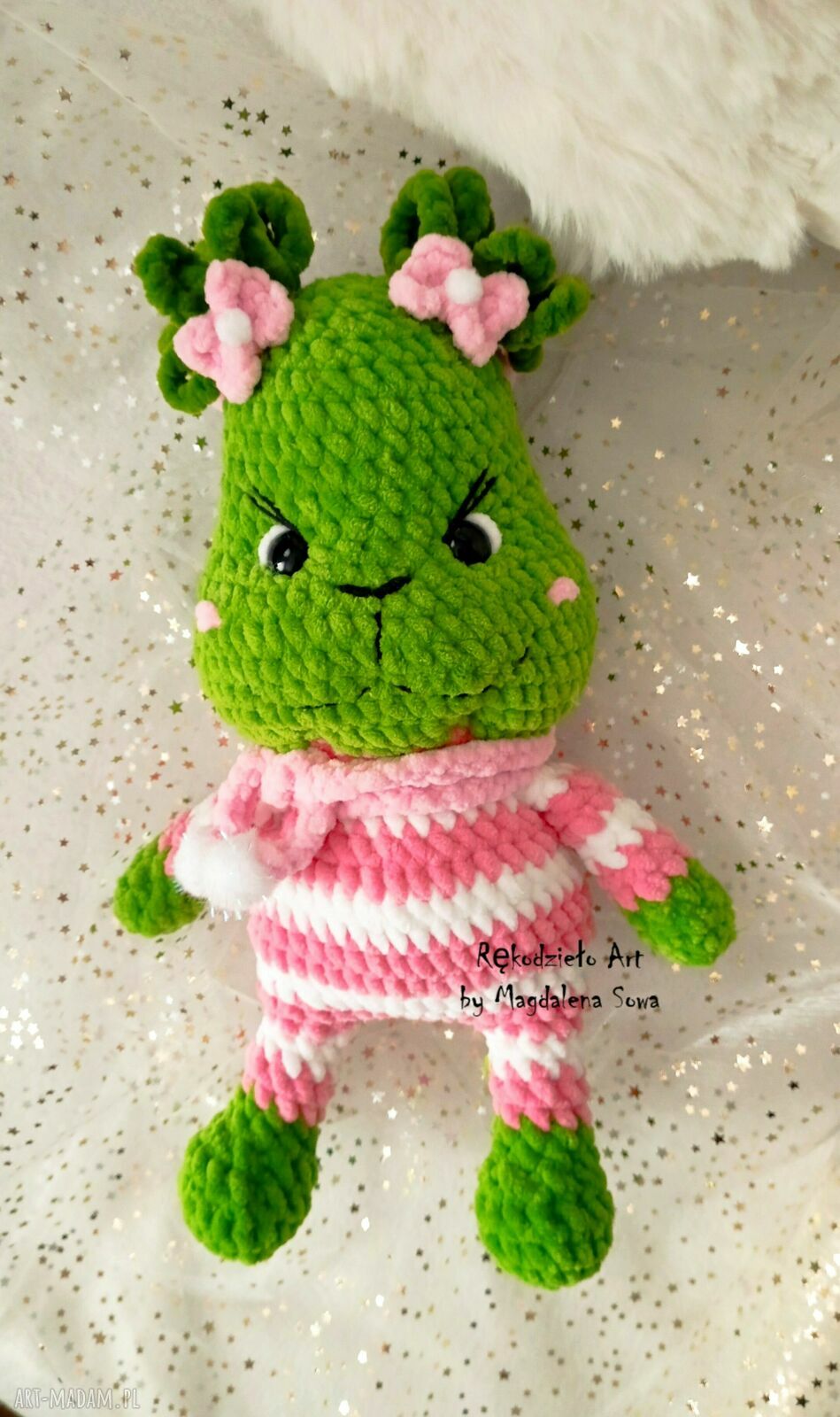 Grinch dziewczynka, Grinczka, świąteczny Grinch - maskotka ręcznie szydełkowana