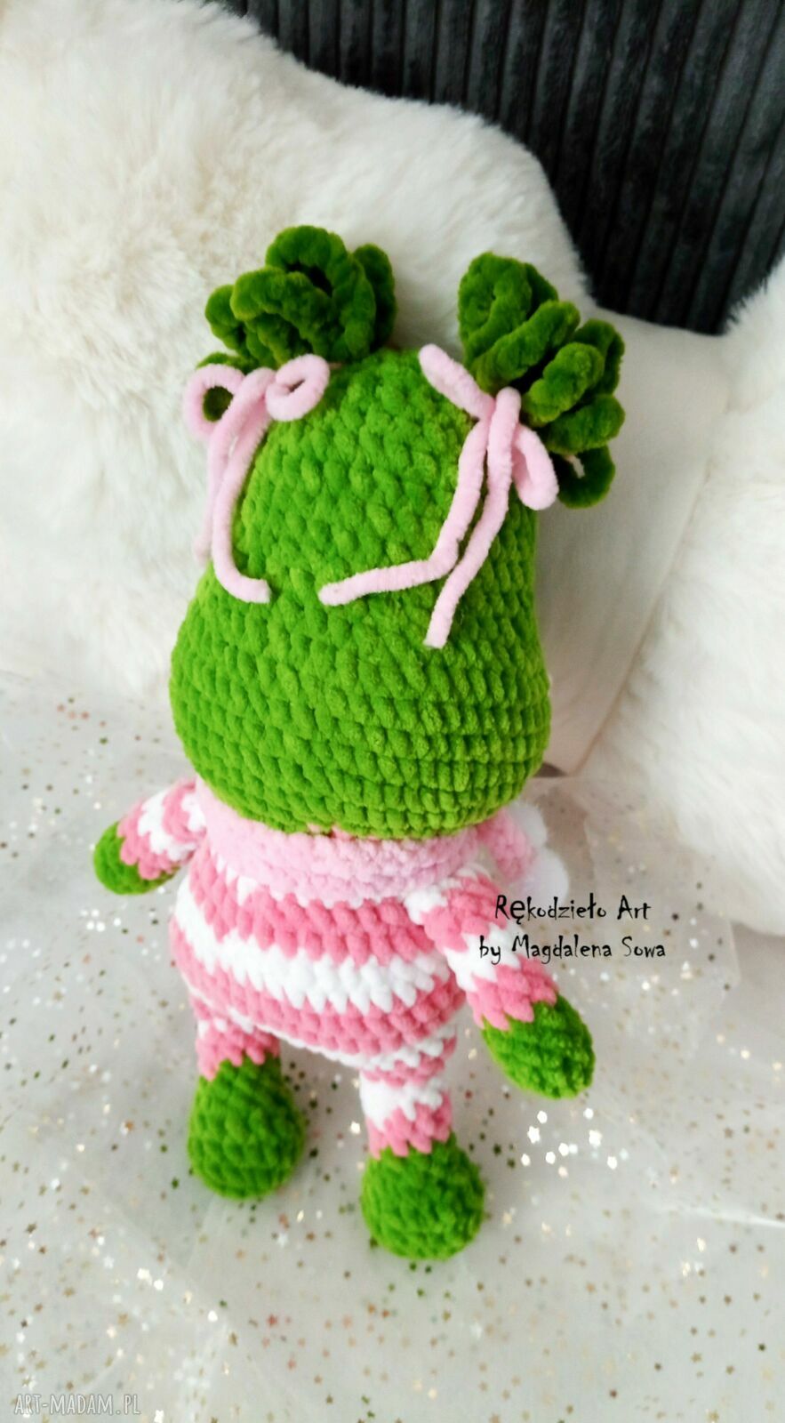 Grinch dziewczynka, Grinczka, świąteczny Grinch - maskotka ręcznie szydełkowana