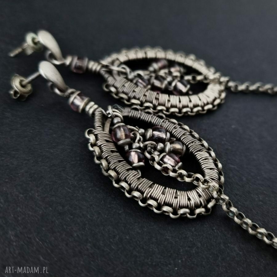 Gronka w oplocie - kolczyki na sztyftach lub klipsy (wire wrapping)