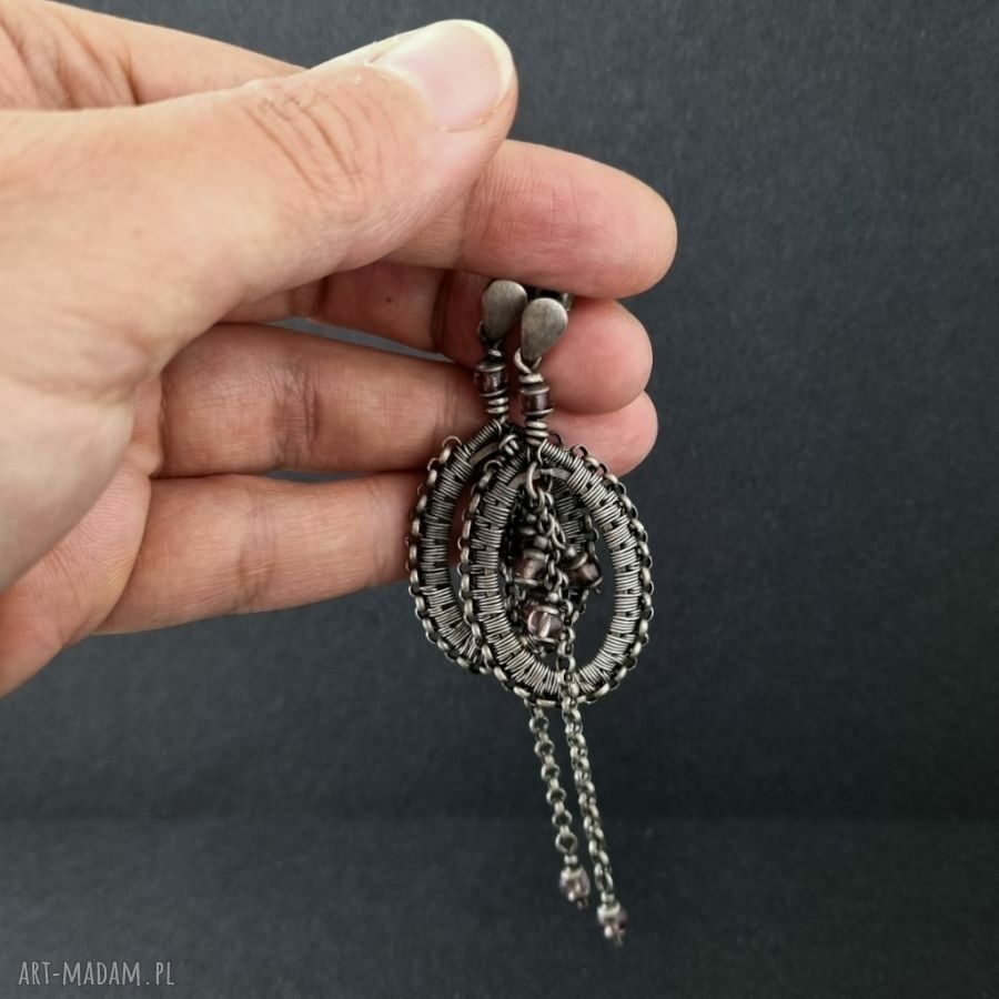 Gronka w oplocie - kolczyki na sztyftach lub klipsy (wire wrapping)