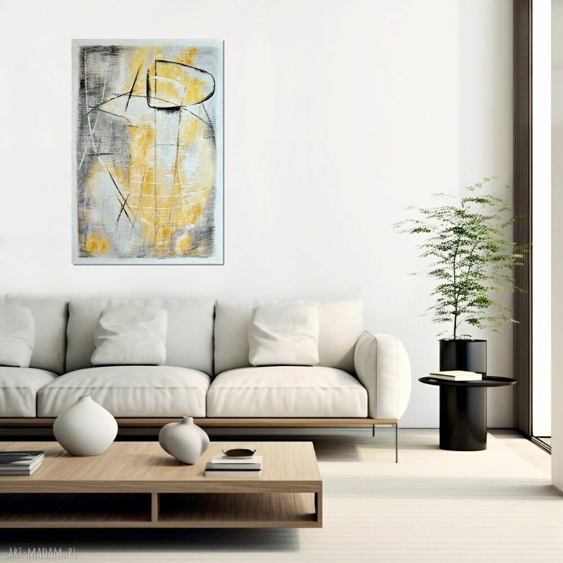 Grot 2 - nowoczesny abstrakcyjny obraz ręcznie malowany na płótnie 80x120 cm