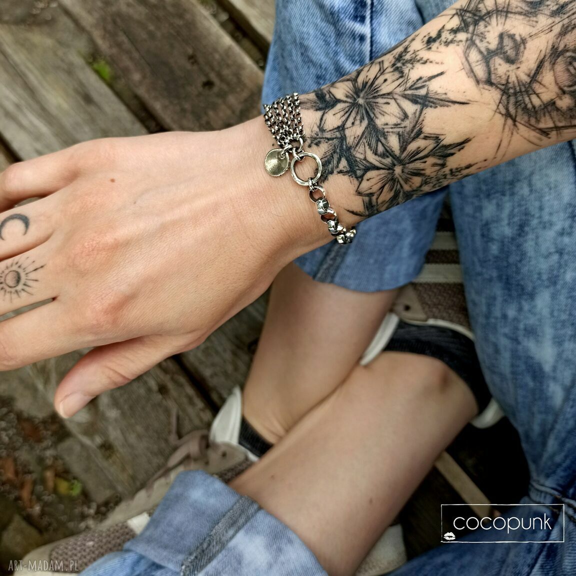 bransoletki: Bransoleta srebro 925 masywna, łańcuchowa, nowoczesna. ręczne wykonanie