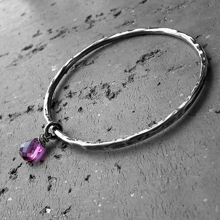 bransoletki: Bransoleta srebro i kwarc rodolitowy. Hand Made