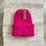 autorskie czapki czapka beanie chunky magenta / handmade